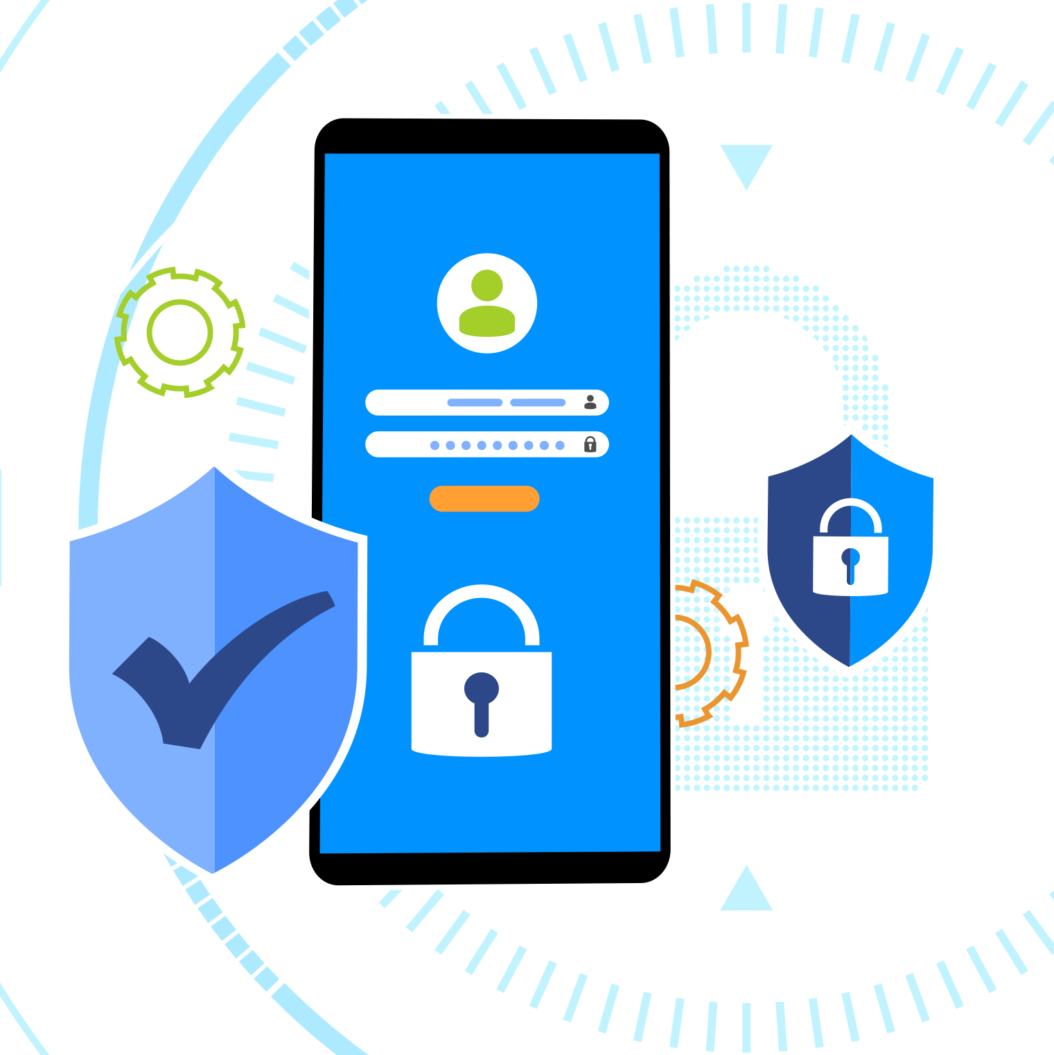 Mobile screen protected with multi-factor authentication.